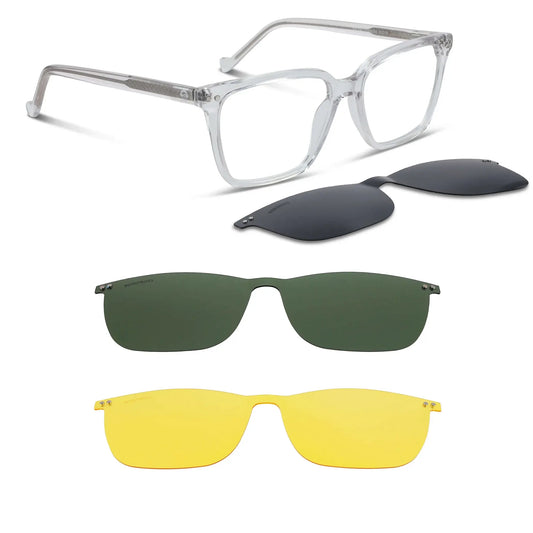 Kai Kai rectangular eyeglass frames in bio-acetate with sun clip · ReFramed, photo 1 of 30