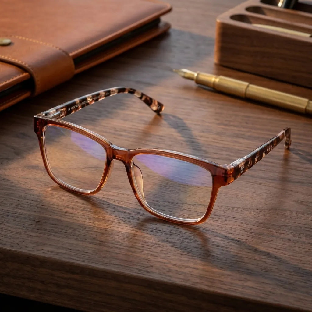 Lennox Island Caramel recycled plastic reading glasses, caramel frame · ReFramed, photo 10 of 11