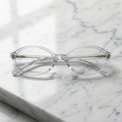 Blueberry Clear recycled plastic reading glasses, clear frame · ReFramed, photo 5 of 8