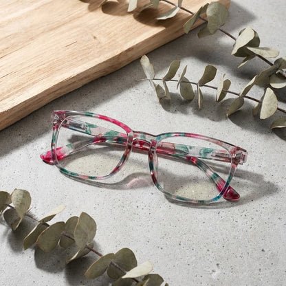 Oncol Florish recycled plastic reading glasses, marbled green frame · ReFramed, photo 6 of 7