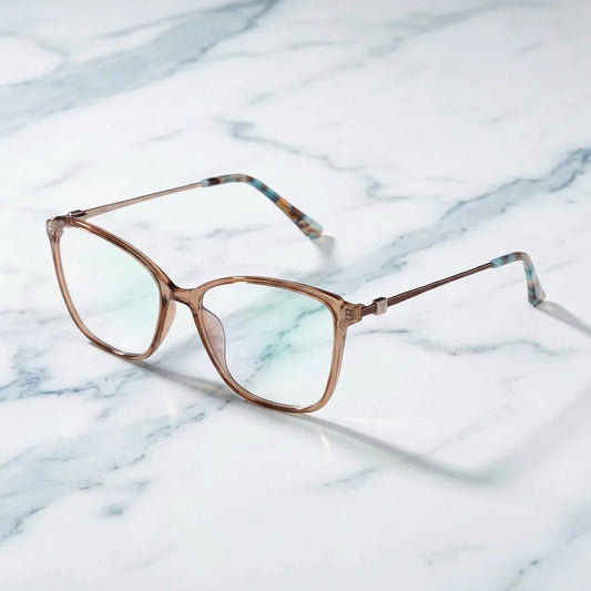 Carolina cat eye eyeglass frames in stainless steel with clear lenses · ReFramed, photo 1 of 29