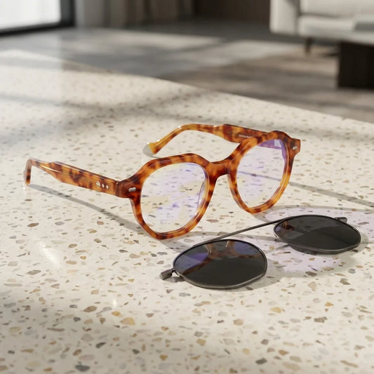 Hermes geometric eyeglass frames in bio-acetate with sun clip · ReFramed, photo 1 of 30