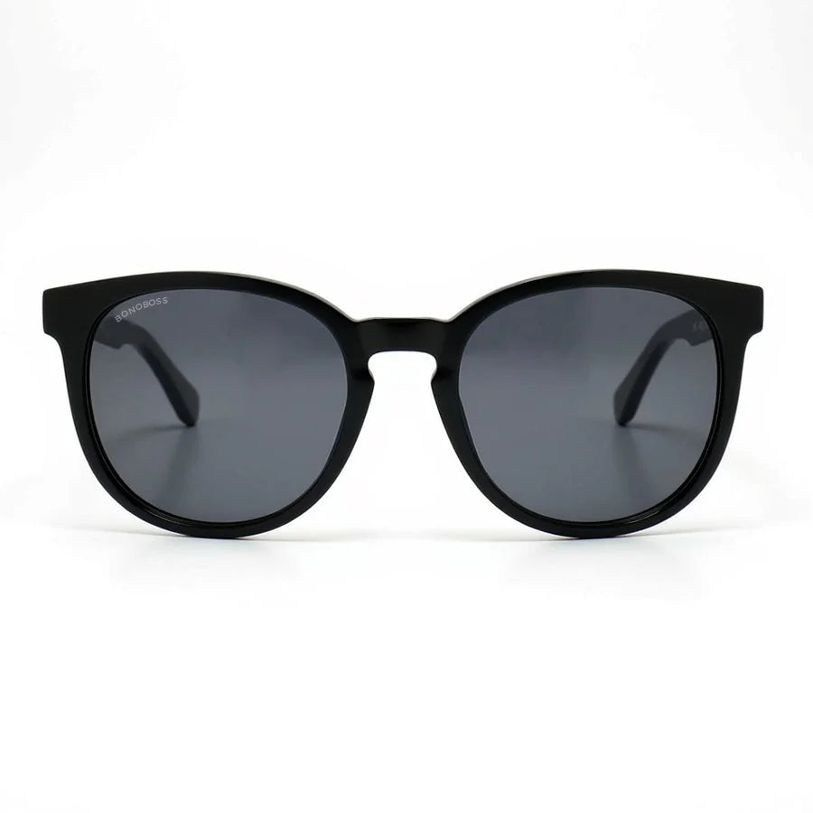 Meli Dark round polarized sunglasses in recycled plastic and natural wood · ReFramed, photo 2 of 30