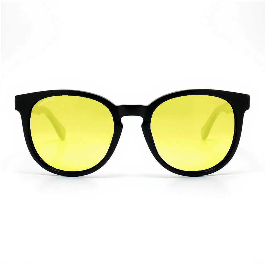 Meli Dark round polarized sunglasses in recycled plastic and natural wood · ReFramed, photo 21 of 30