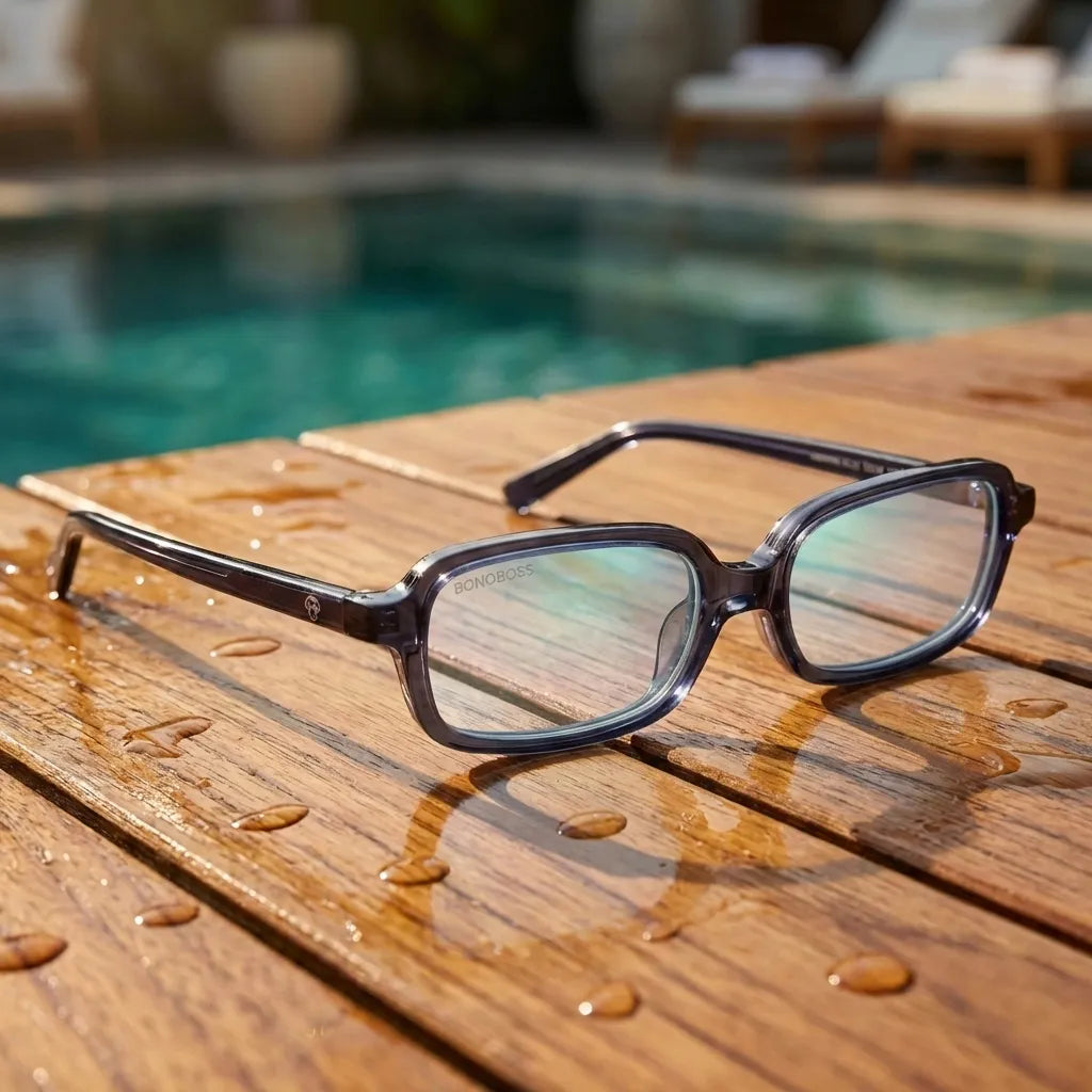 Navarino rectangular bio-acetate reading glasses, blue frame · ReFramed, photo 33 of 50