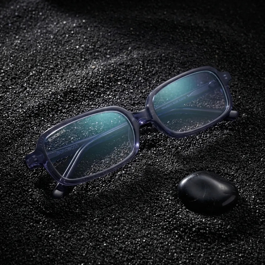 Navarino rectangular bio-acetate reading glasses, blue frame · ReFramed, photo 34 of 50