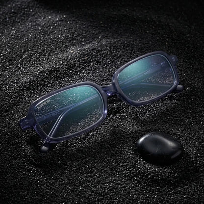 Navarino rectangular bio-acetate reading glasses, blue frame · ReFramed, photo 34 of 50