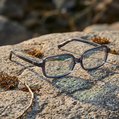 Navarino rectangular bio-acetate reading glasses, blue frame · ReFramed, photo 35 of 50