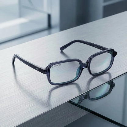 Navarino rectangular bio-acetate reading glasses, blue frame · ReFramed, photo 36 of 50