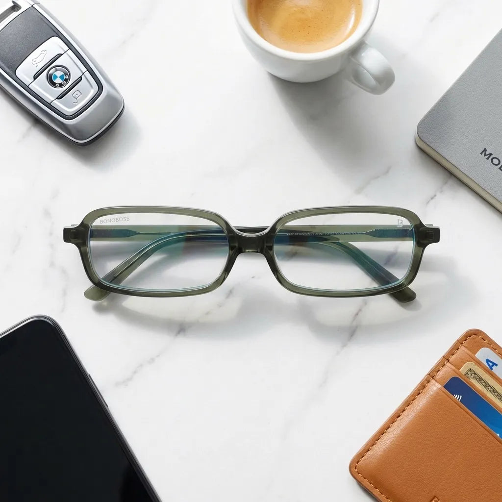 Navarino rectangular bio-acetate reading glasses, green frame · ReFramed, photo 50 of 50