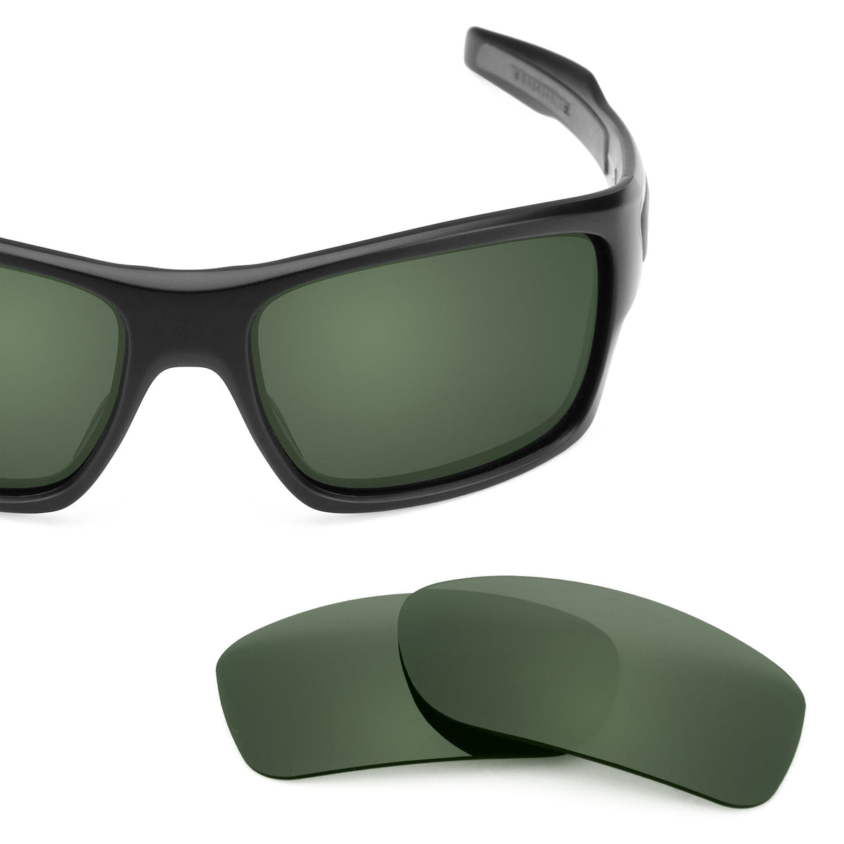 Oakley Turbine OO9263 replacement lenses — Gray Green polarized sunglass lens, 100% UV | ReFramed