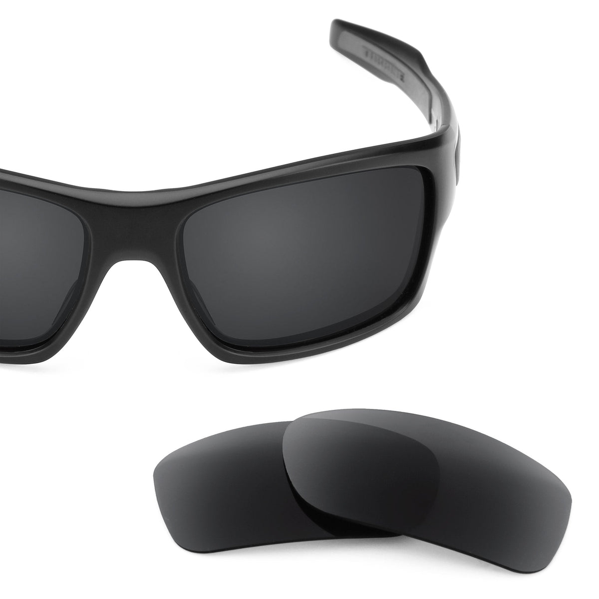 Oakley Turbine OO9263 replacement lenses — Stealth Black polarized sunglass lens, 100% UV | ReFramed
