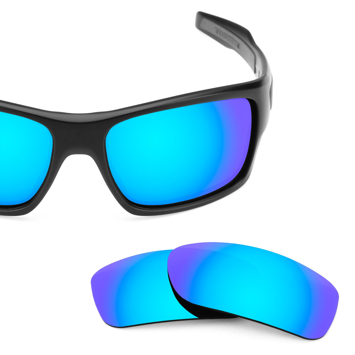 Oakley Turbine OO9263 replacement lenses — Ice Blue MirrorShield® polarized sunglass lens, 100% UV | ReFramed
