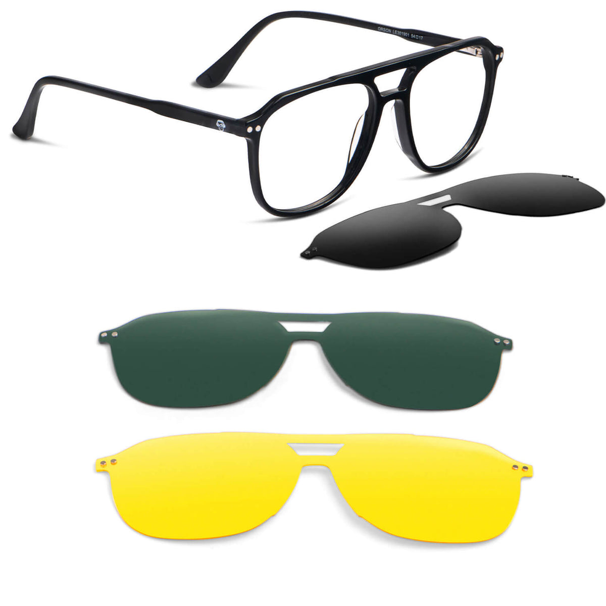Orson Clip aviator bio-acetate reading glasses, black frame · ReFramed, photo 1 of 23
