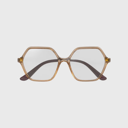 Vogue VO5361S photochromic brown replacement lenses, front video of the lenses darkening from clear to brown · ReFramed