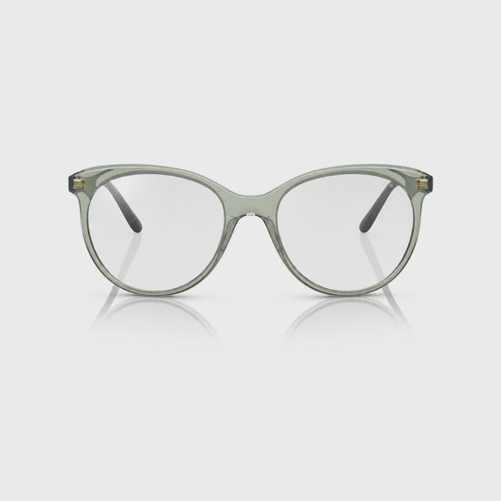 Vogue VO5453S photochromic gray replacement lenses, front video of the lenses darkening from clear to gray · ReFramed