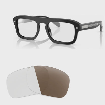 Vogue VO5620S photochromic brown replacement lenses, angled video of the lenses darkening from clear to brown · ReFramed