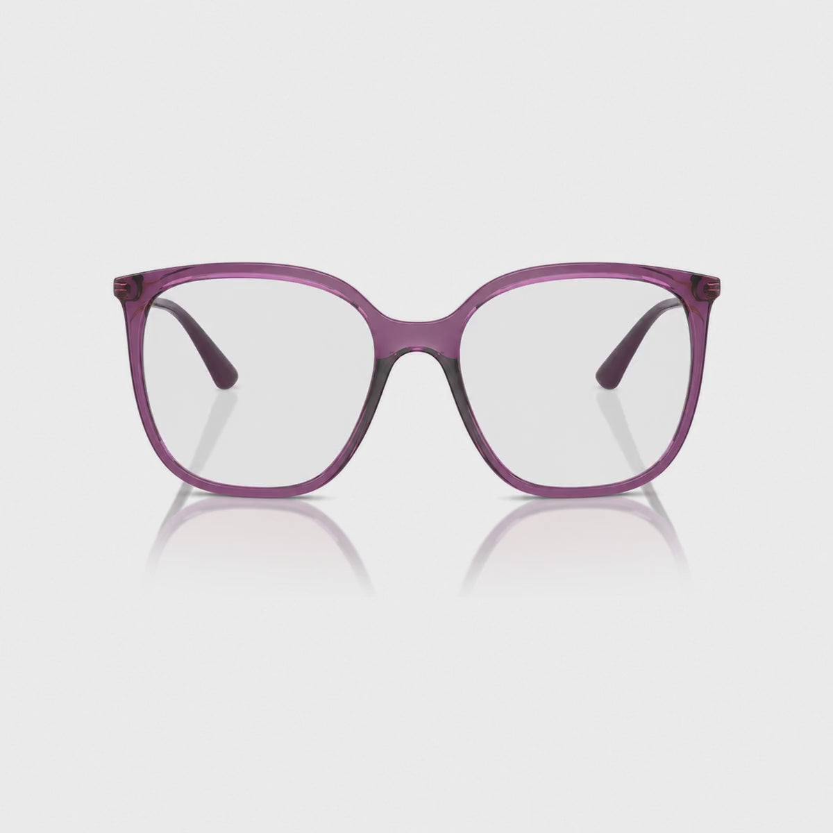 Vogue VO5564S photochromic brown replacement lenses, front video of the lenses darkening from clear to brown · ReFramed