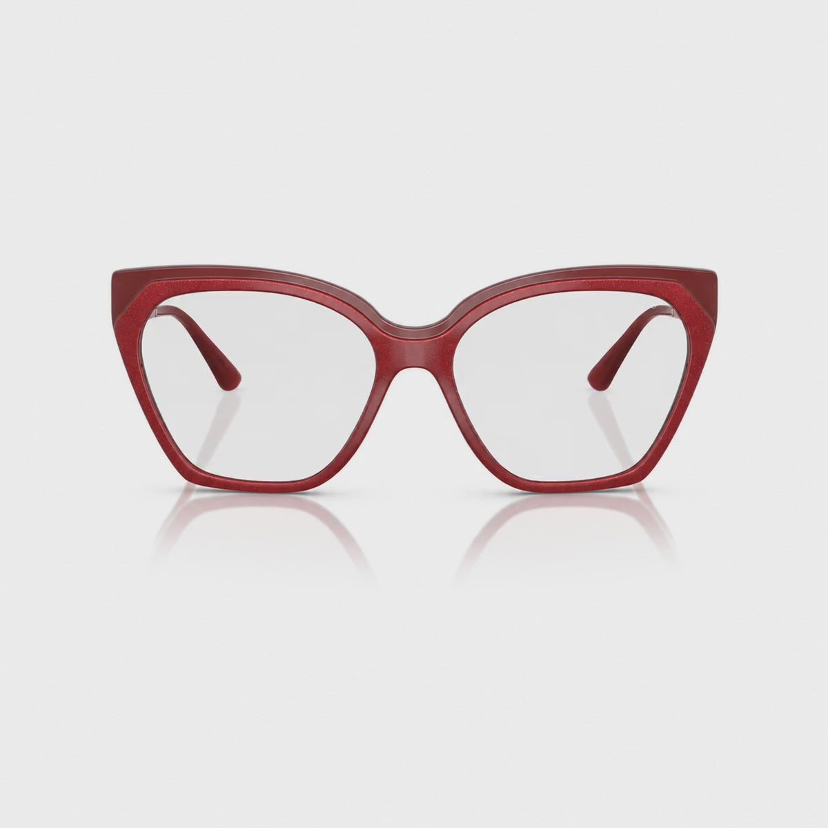 Vogue VO5521S photochromic gray replacement lenses, front video of the lenses darkening from clear to gray · ReFramed