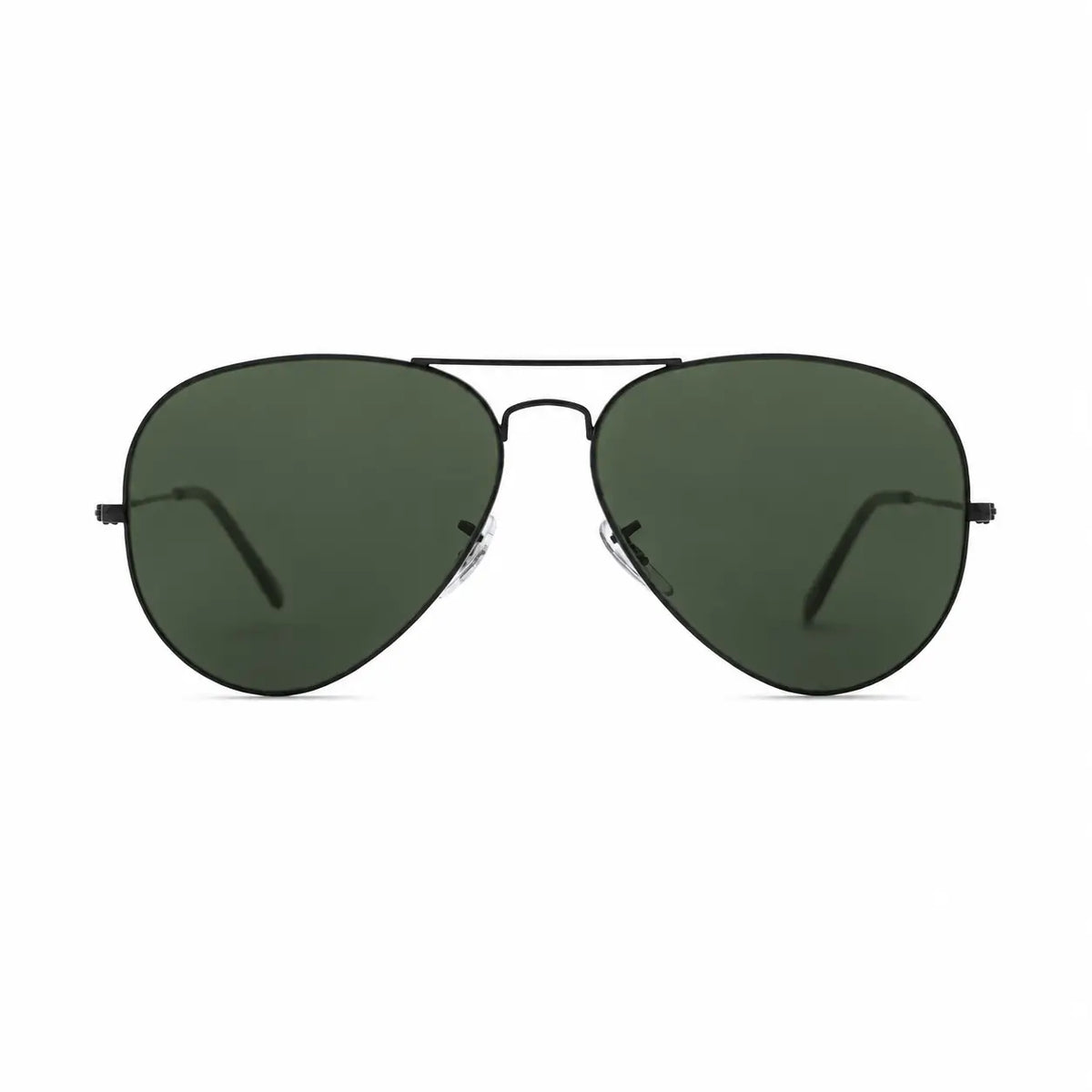 Ray-Ban Aviator Large Metal II RB3026 replacement lenses in G15 green, front view of the frame with the lenses · ReFramed