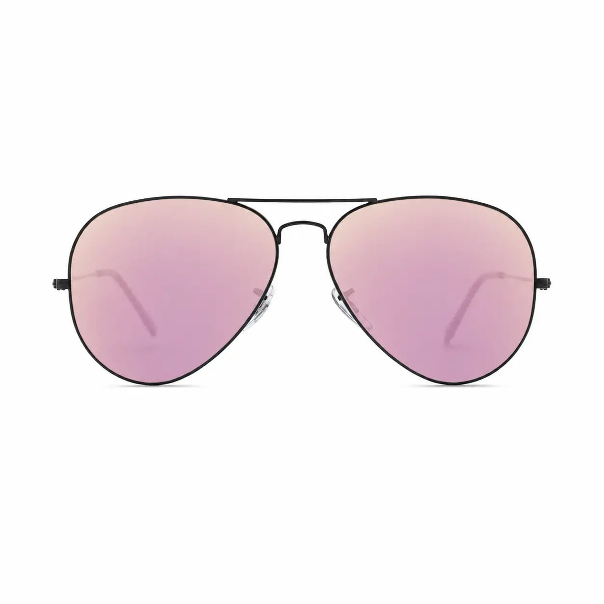 Ray-Ban Aviator Large Metal II RB3026 replacement lenses in mirrored pink, front view of the frame with the lenses · ReFramed