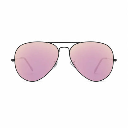 Ray-Ban Aviator Large Metal II RB3026 replacement lenses in mirrored pink, front view of the frame with the lenses · ReFramed