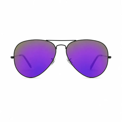 Ray-Ban Aviator Large Metal II RB3026 replacement lenses in mirrored purple, front view with lenses · ReFramed