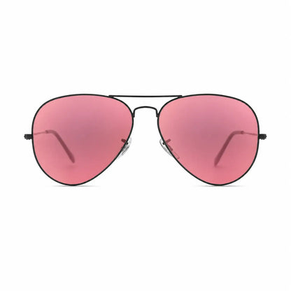 Ray-Ban Aviator Large Metal II RB3026 replacement lenses in pink, front view of the frame with the lenses · ReFramed