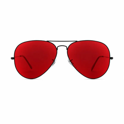 Ray-Ban Aviator Large Metal II RB3026 replacement lenses in red, front view of the frame with the lenses · ReFramed
