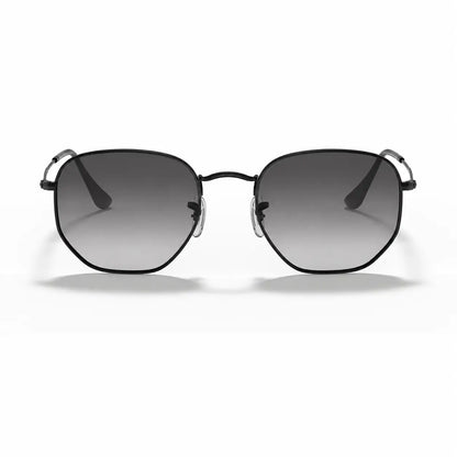 Ray-Ban Hexagonal RB3548N replacement lenses in gradient gray, front view of the frame fitted with the new lenses · ReFramed