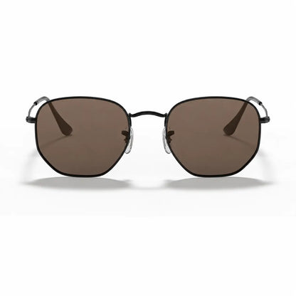 Ray-Ban Hexagonal RB3548N replacement lenses in photochromic brown, front view of the frame with the lenses · ReFramed