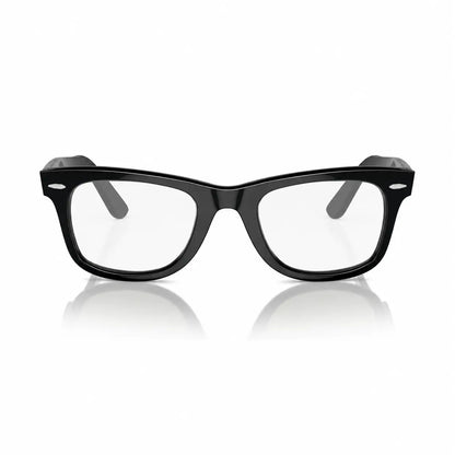 Ray-Ban Original Wayfarer RB2140 replacement lenses in crystal clear, front view of the frame with the lenses · ReFramed