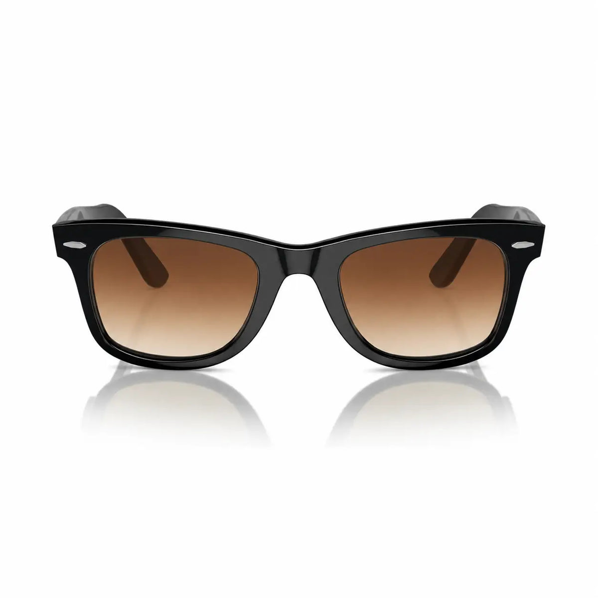 Ray-Ban Original Wayfarer RB2140 replacement lenses in gradient brown, front view of the frame with the lenses · ReFramed
