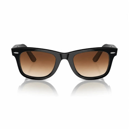 Ray-Ban Original Wayfarer RB2140 replacement lenses in gradient brown, front view of the frame with the lenses · ReFramed