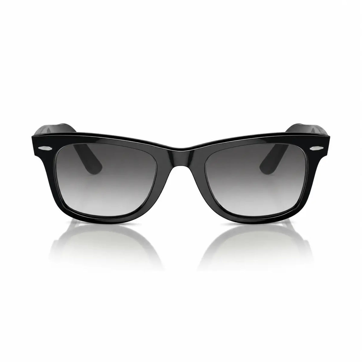 Ray-Ban Original Wayfarer RB2140 replacement lenses in gradient gray, front view of the frame with the lenses · ReFramed