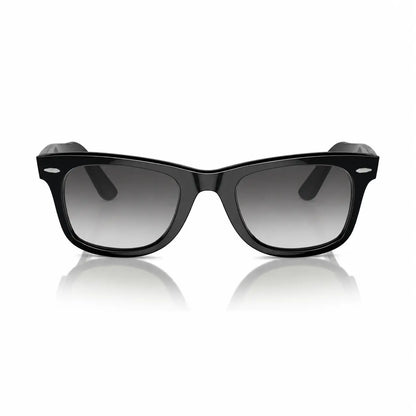 Ray-Ban Original Wayfarer RB2140 replacement lenses in gradient gray, front view of the frame with the lenses · ReFramed