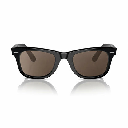 Ray-Ban Original Wayfarer RB2140 replacement lenses in photochromic brown, front view of the frame with the lenses · ReFramed