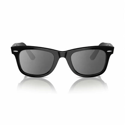 Ray-Ban Original Wayfarer RB2140 replacement lenses in photochromic gray, front view of the frame with the lenses · ReFramed