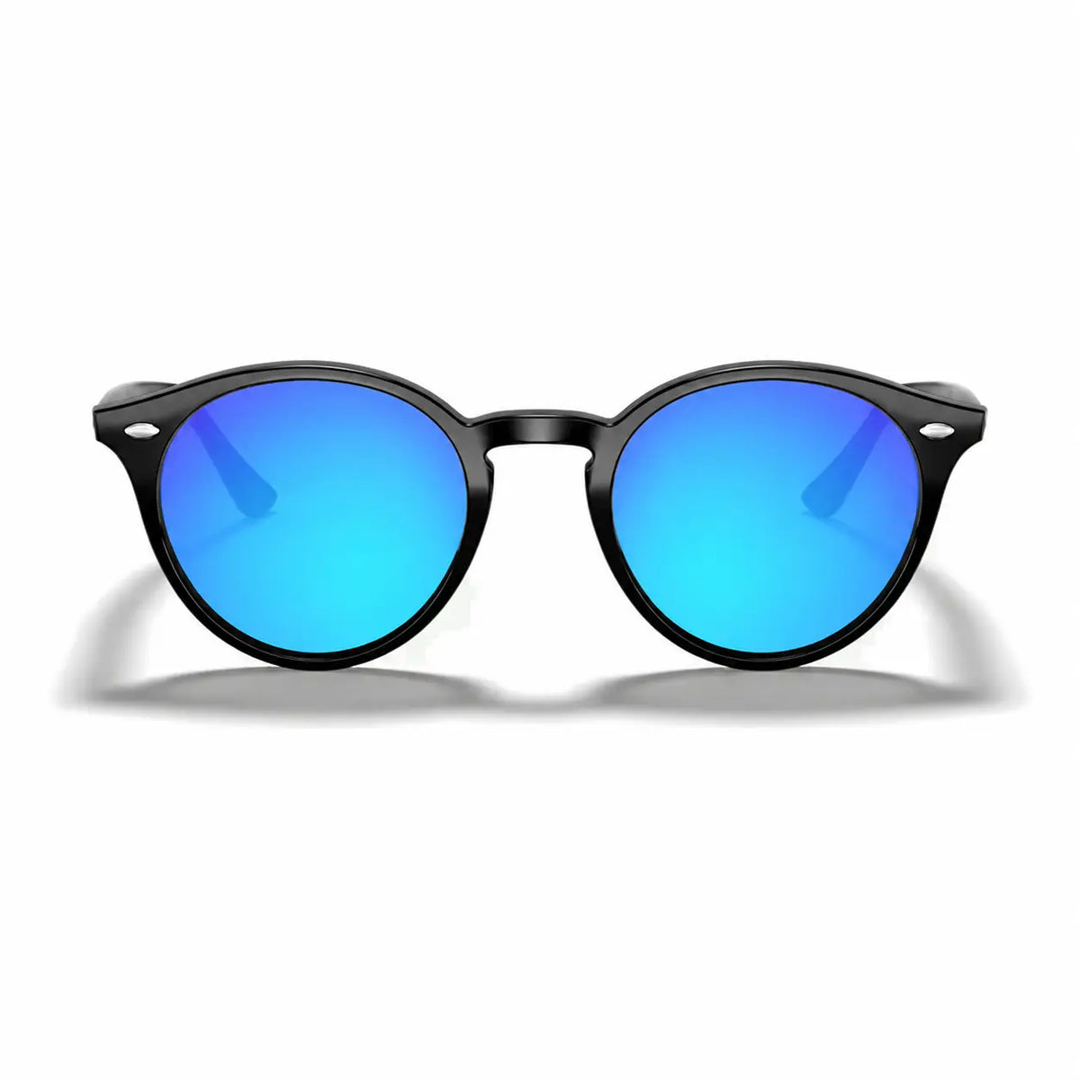 Ray-Ban RB2180 replacement lenses in mirrored blue, front view of the frame fitted with the new lenses · ReFramed