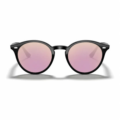 Ray-Ban RB2180 replacement lenses in mirrored pink, front view of the frame fitted with the new lenses · ReFramed