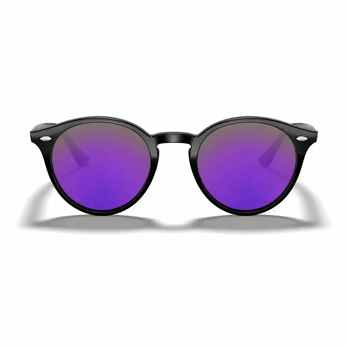 Ray-Ban RB2180 replacement lenses in mirrored purple, front view of the frame fitted with the new lenses · ReFramed