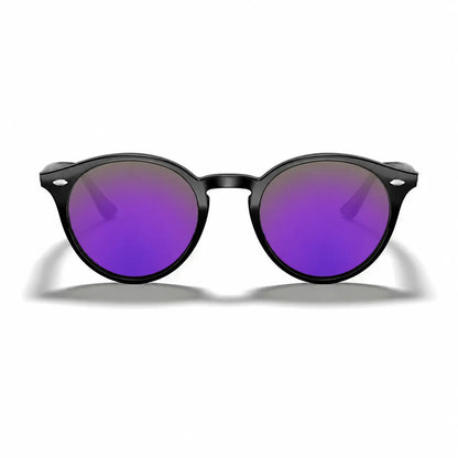 Ray-Ban RB2180 replacement lenses in mirrored purple, front view of the frame fitted with the new lenses · ReFramed