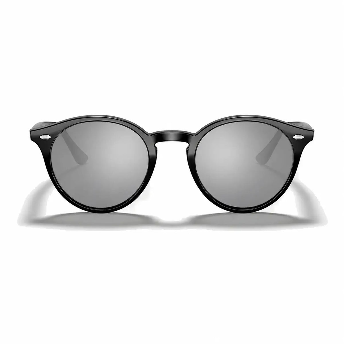 Ray-Ban RB2180 replacement lenses in mirrored silver, front view of the frame fitted with the new lenses · ReFramed