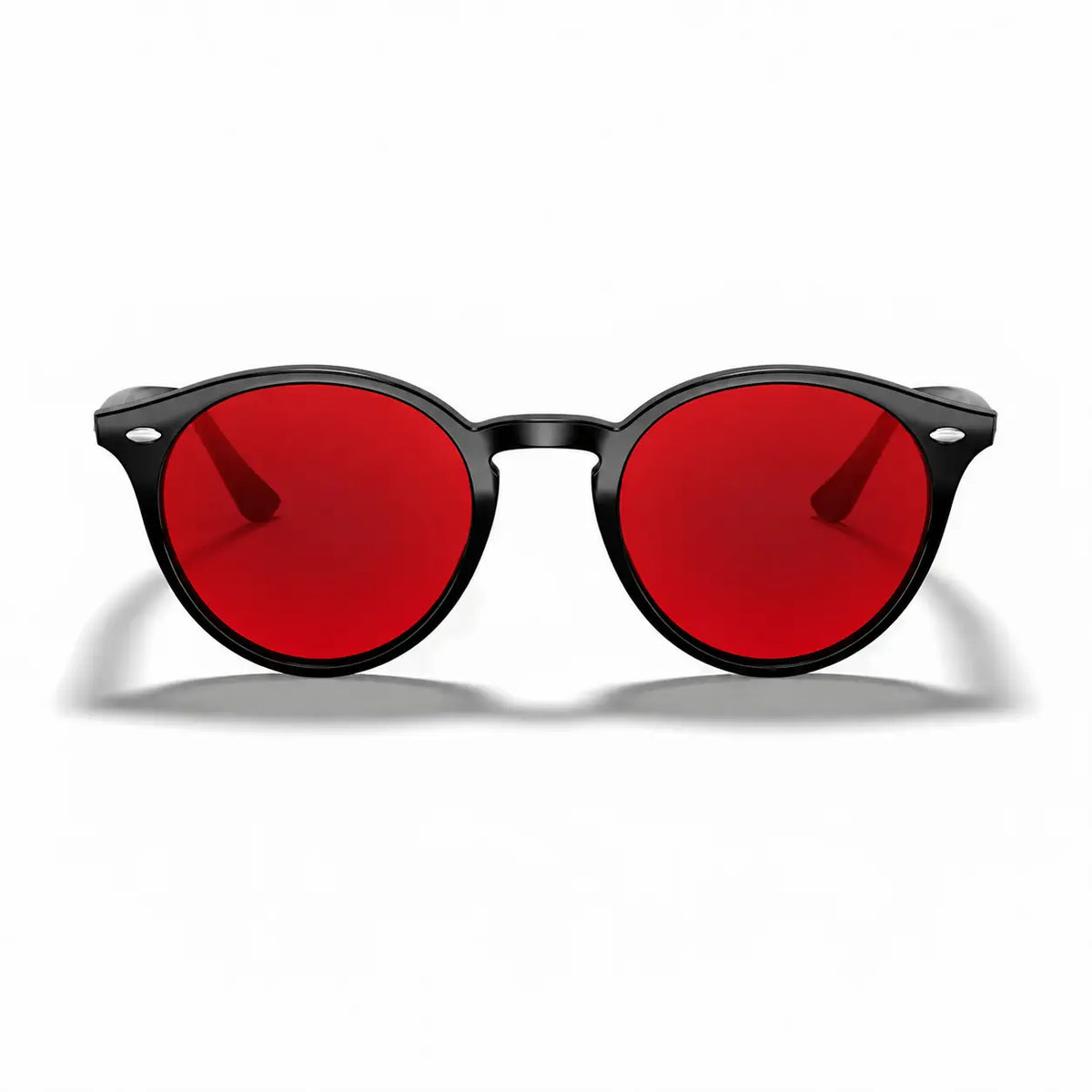 Ray-Ban RB2180 replacement lenses in red, front view of the frame fitted with the new lenses · ReFramed