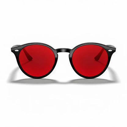 Ray-Ban RB2180 replacement lenses in red, front view of the frame fitted with the new lenses · ReFramed