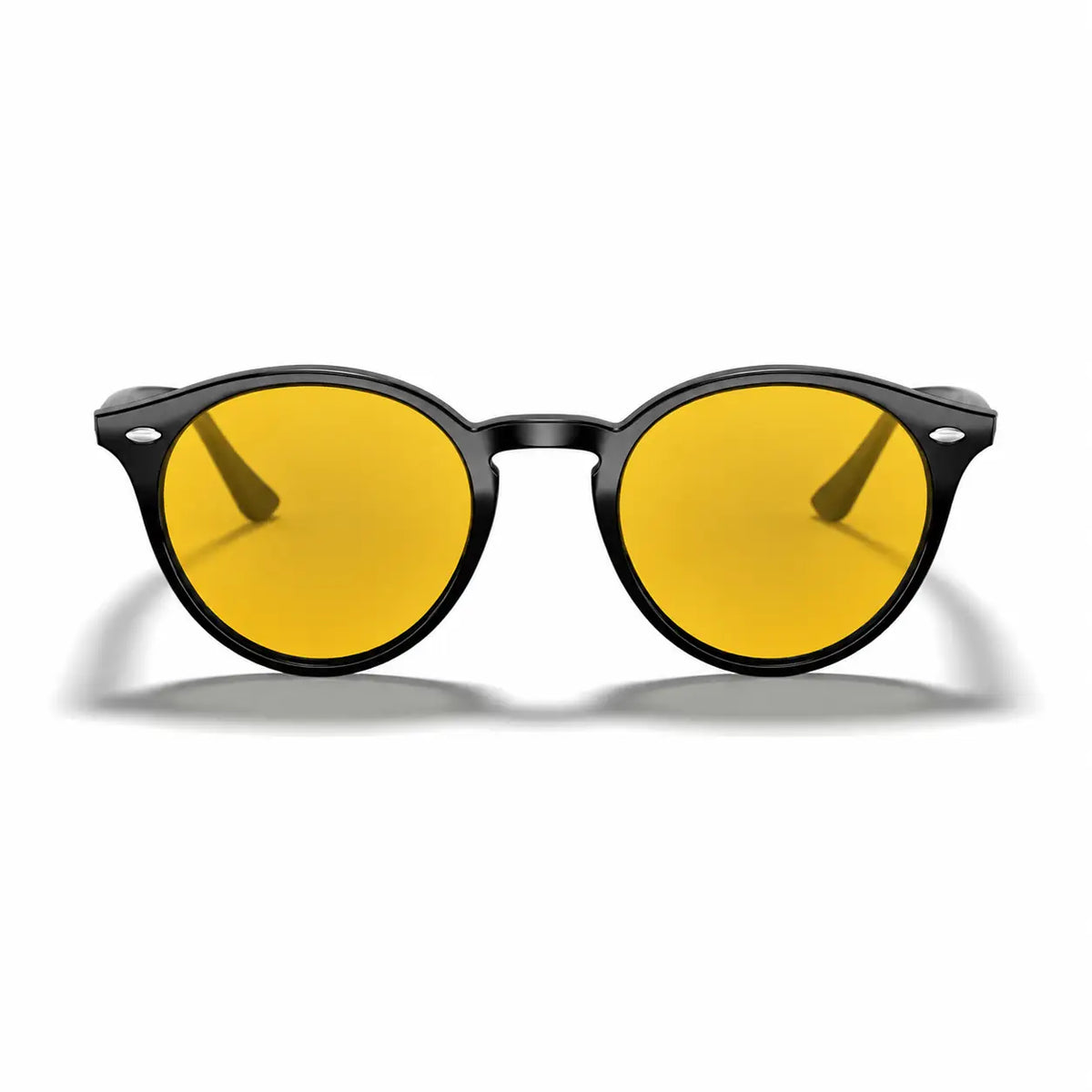 Ray-Ban RB2180 replacement lenses in yellow, front view of the frame fitted with the new lenses · ReFramed