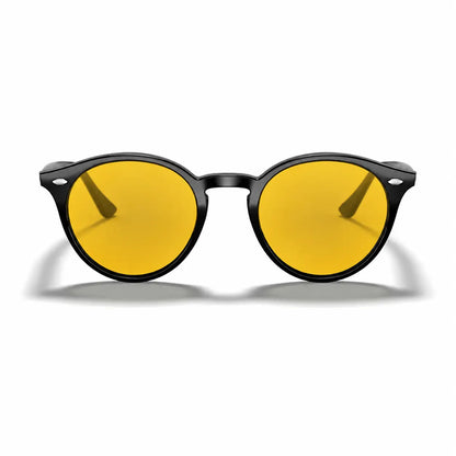 Ray-Ban RB2180 replacement lenses in yellow, front view of the frame fitted with the new lenses · ReFramed