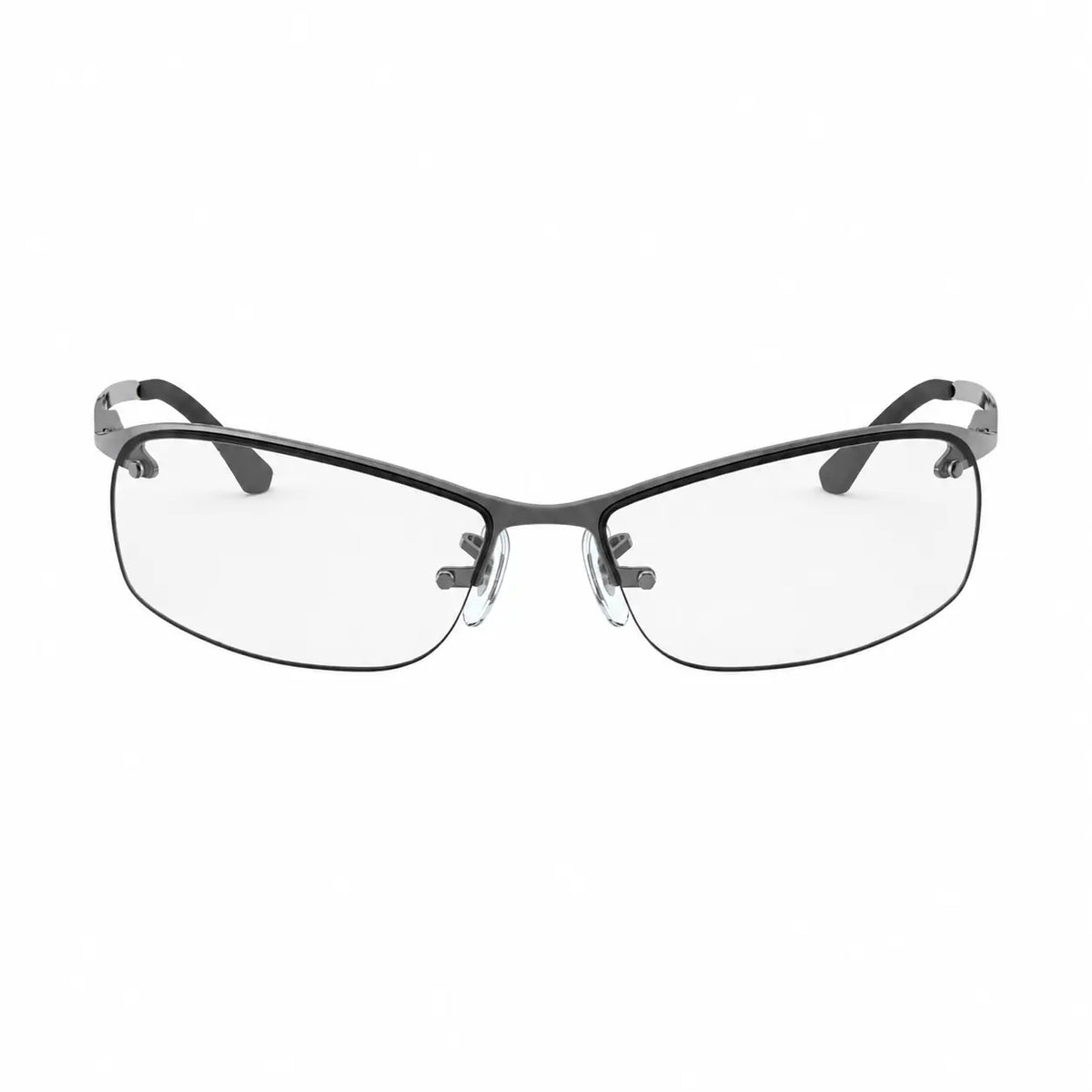 Ray-Ban RB3183 replacement lenses in crystal clear, front view of the frame fitted with the new lenses · ReFramed