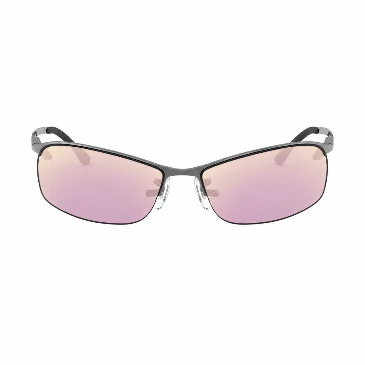 Ray-Ban RB3183 replacement lenses in mirrored pink, front view of the frame fitted with the new lenses · ReFramed
