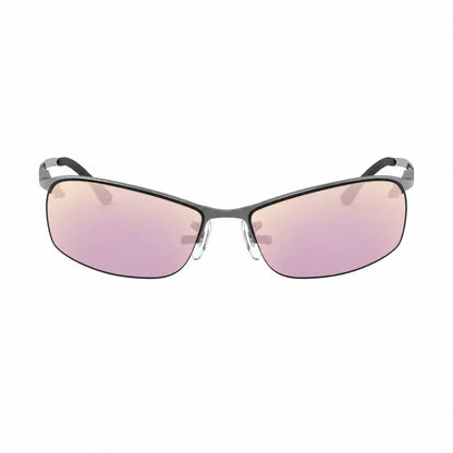 Ray-Ban RB3183 replacement lenses in mirrored pink, front view of the frame fitted with the new lenses · ReFramed